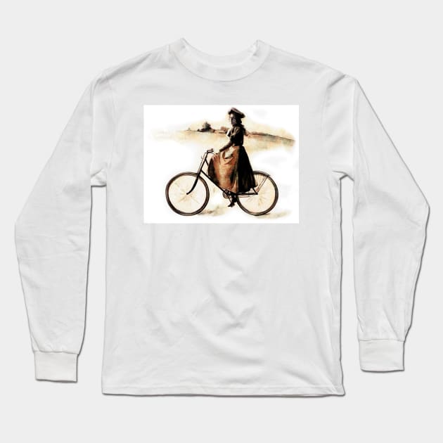 The Lady on the Bike (1890's) Long Sleeve T-Shirt by PictureNZ